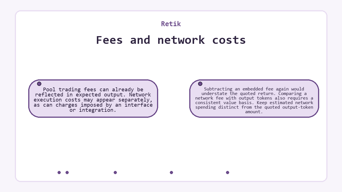 Visual outline: Retik: Fees and network costs